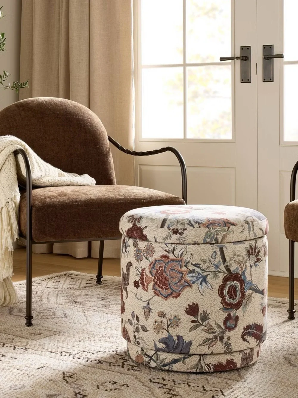 Swivel Storage Ottoman Floral Pattern - Threshold™ designed with Studio McGee